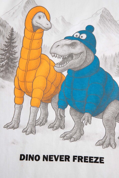 Coccodrillo T-shirt dziecięcy bawełniany biały WINTER ADVENTURE BOY KIDS
