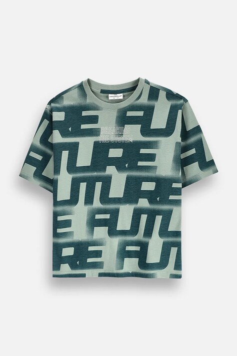 Coccodrillo T-shirt dziecięcy bawełniany zielony SUPER FUN BOY JUNIOR