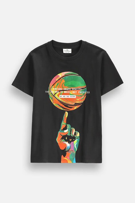 Coccodrillo T-shirt dziecięcy bawełniany czarny SUPER FUN BOY JUNIOR