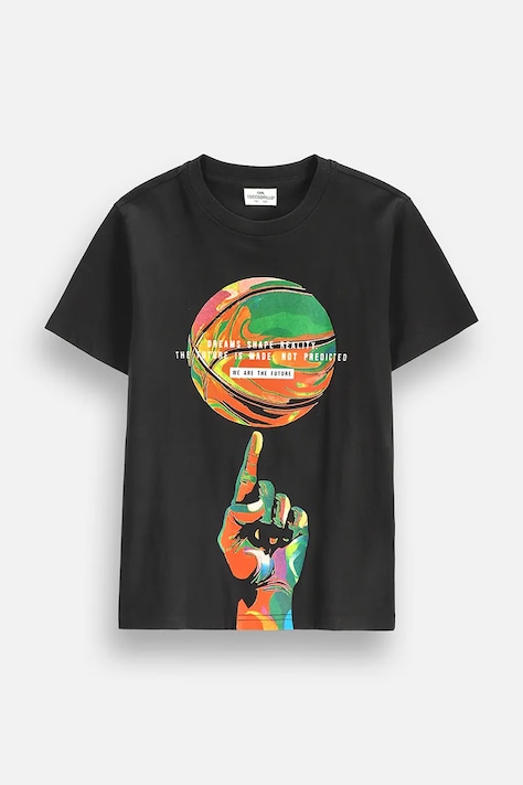 Coccodrillo T-shirt dziecięcy bawełniany czarny SUPER FUN BOY JUNIOR