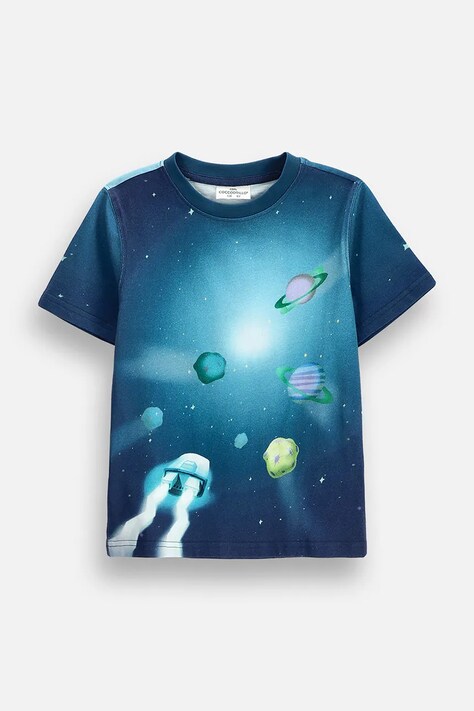 Coccodrillo Tričko dětské bavlněné modré GALACTIC RACE BOY KIDS