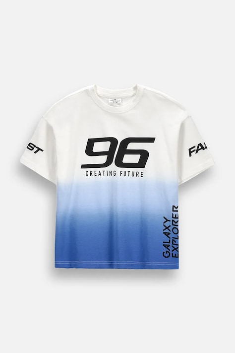 Coccodrillo T-shirt dziecięcy bawełniany niebieski GALACTIC RACE BOY JUNIOR