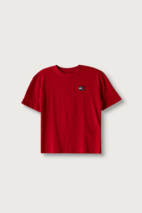 Tommy Hilfiger T-shirt basic dziecięcy bawełniany czerwony KS0KS00756