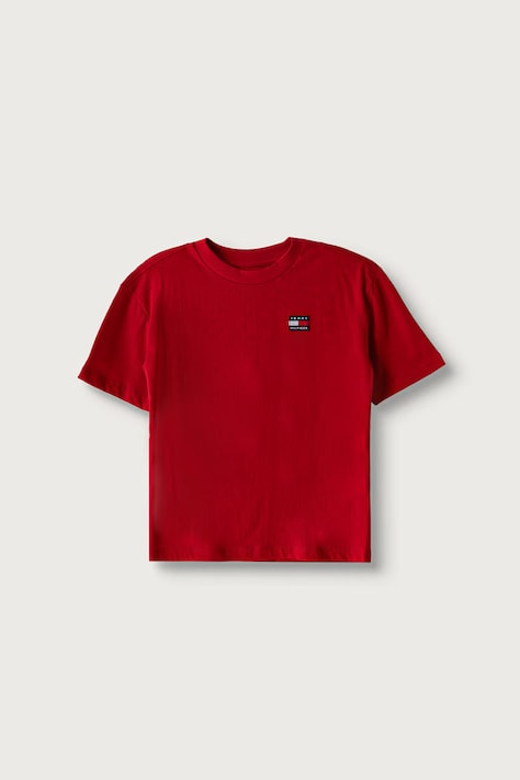Tommy Hilfiger T-shirt basic dziecięcy bawełniany czerwony KS0KS00756