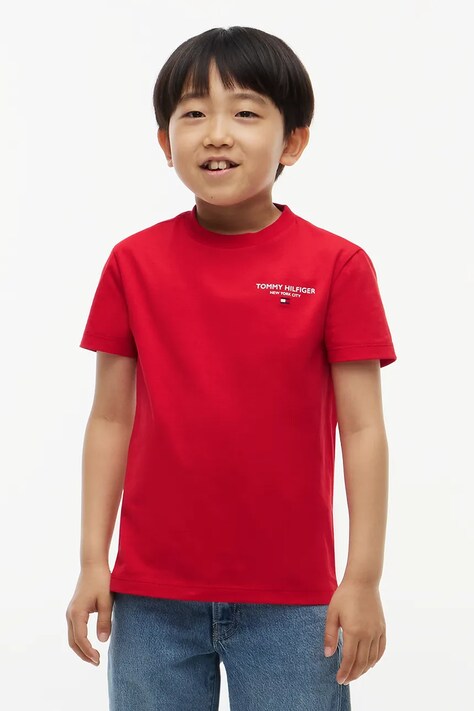 Tommy Hilfiger T-shirt basic dziecięcy bawełniany czerwony KB0KB10646