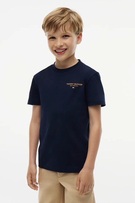 Tommy Hilfiger T-shirt basic dziecięcy bawełniany granatowy KB0KB10646