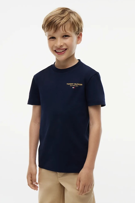 Tommy Hilfiger T-shirt basic dziecięcy bawełniany granatowy KB0KB10646
