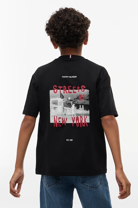 Tommy Hilfiger T-shirt dziecięcy bawełniany czarny KB0KB10649
