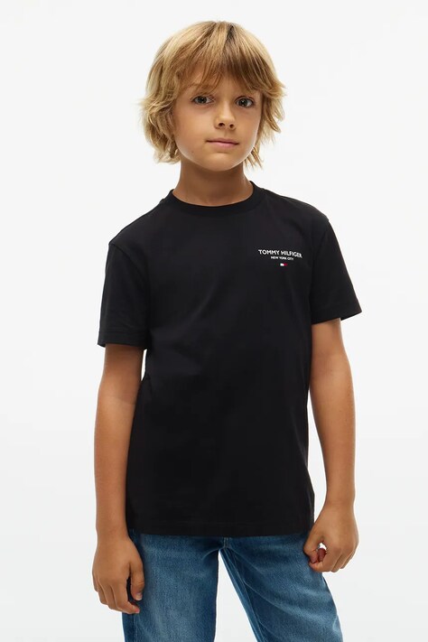 Tommy Hilfiger T-shirt basic dziecięcy bawełniany czarny KB0KB10646