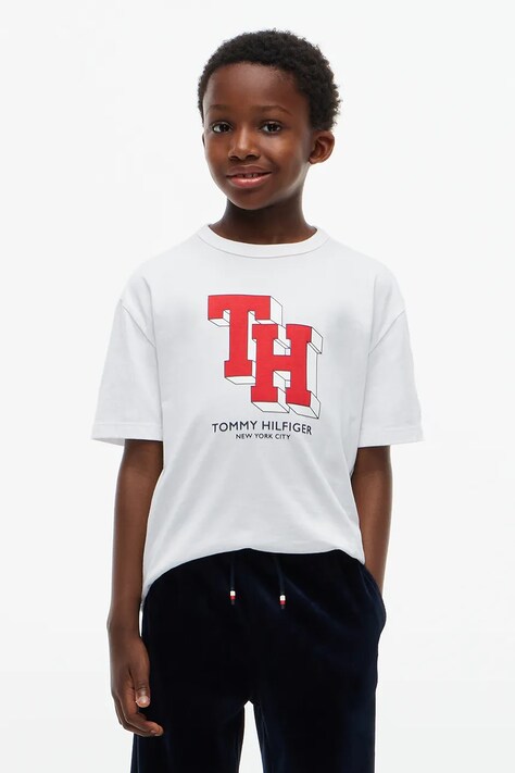 Tommy Hilfiger T-shirt dziecięcy bawełniany biały KB0KB10712
