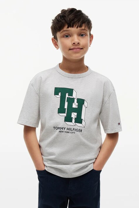 Tommy Hilfiger T-shirt dziecięcy bawełniany szary KB0KB10712