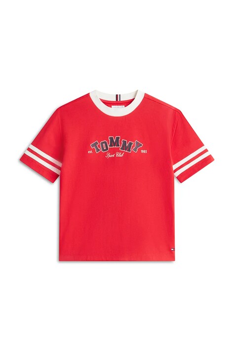 Tommy Hilfiger T-shirt dziecięcy bawełniany czerwony KB0KB10728