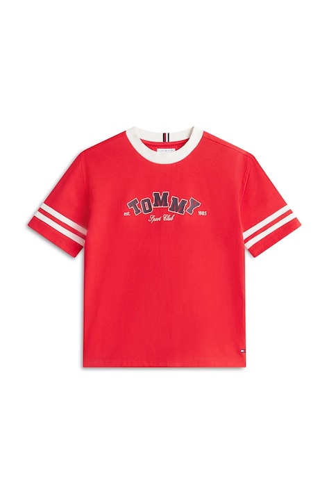 Tommy Hilfiger T-shirt dziecięcy bawełniany czerwony KB0KB10728