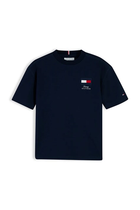 Tommy Hilfiger T-shirt dziecięcy bawełniany z elastanem granatowy KB0KB10652