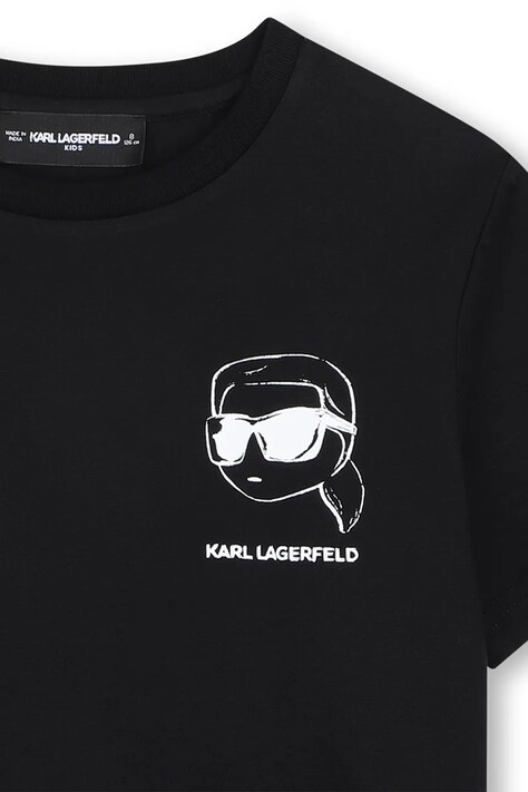 Karl Lagerfeld T-shirt dziecięcy bawełniany czarny Z31359