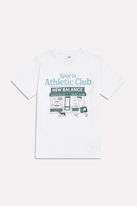 New Balance T-shirt παιδικό βαμβακερό λευκό YT62C0UC