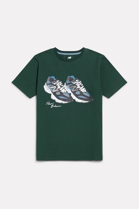 New Balance T-shirt dziecięcy bawełniany zielony YT62A1UP