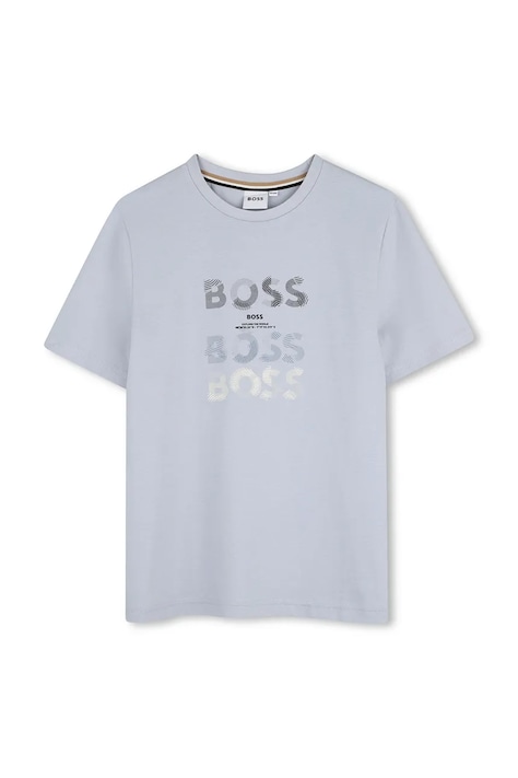 BOSS Tričko dětské bavlněné s elastanem modré J53410