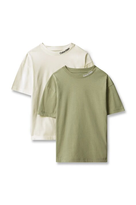 Calvin Klein Jeans T-shirt dziecięcy bawełniany 2-pack beżowy LVCKTJI18B