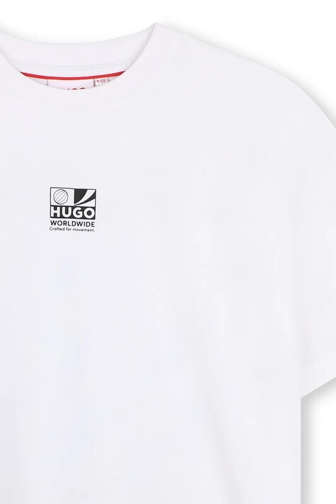 HUGO T-shirt dziecięcy bawełniany biały G01244