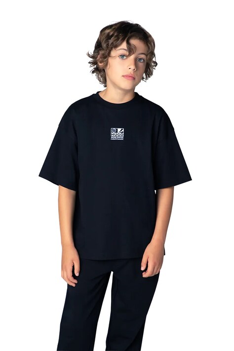 HUGO T-shirt dziecięcy bawełniany czarny G01244