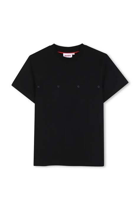 HUGO T-shirt dziecięcy bawełniany czarny G01241