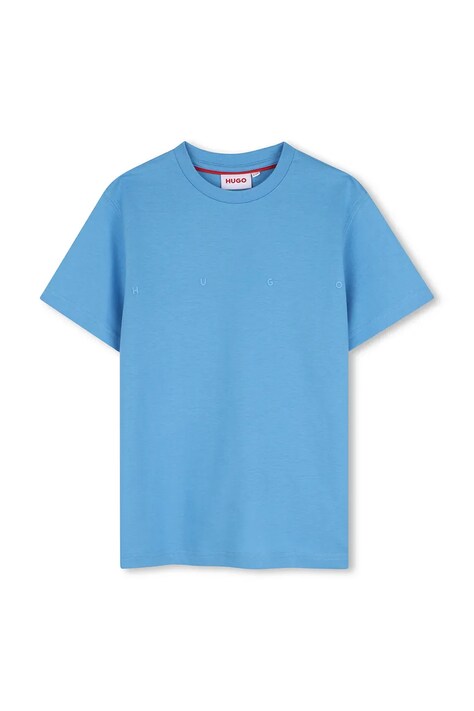 HUGO T-shirt dziecięcy bawełniany niebieski G01241