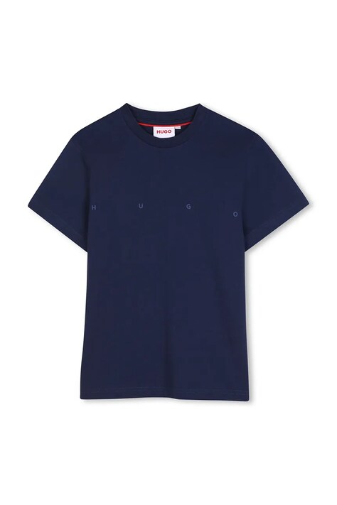 HUGO T-shirt dziecięcy bawełniany granatowy G01241