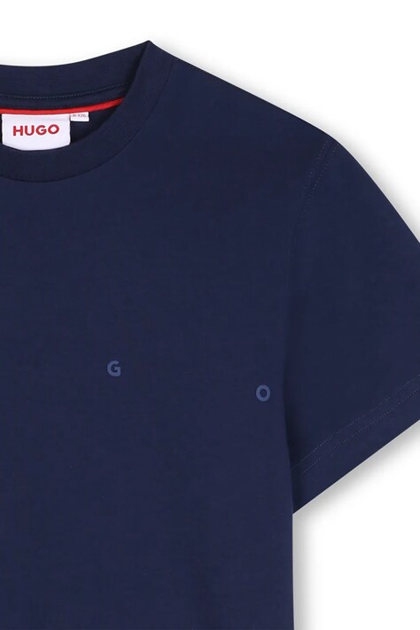 HUGO T-shirt dziecięcy bawełniany granatowy G01241
