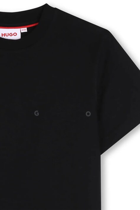 HUGO T-shirt dziecięcy bawełniany czarny G01241