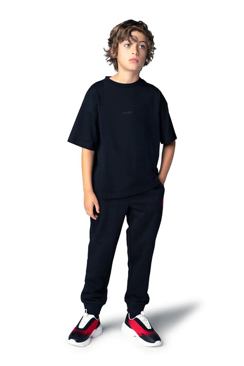 HUGO T-shirt dziecięcy bawełniany czarny G01240