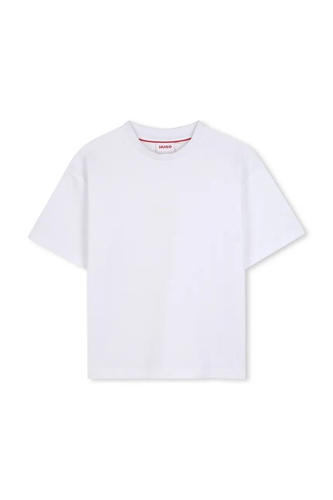 HUGO T-shirt dziecięcy bawełniany biały G01240