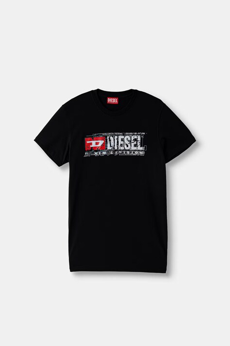 Diesel T-shirt dziecięcy bawełniany TLOMIX T-SHIRT czarny J02976