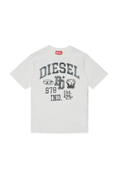 Diesel T-shirt dziecięcy bawełniany TBAND OVER T-SHIRT biały J02993