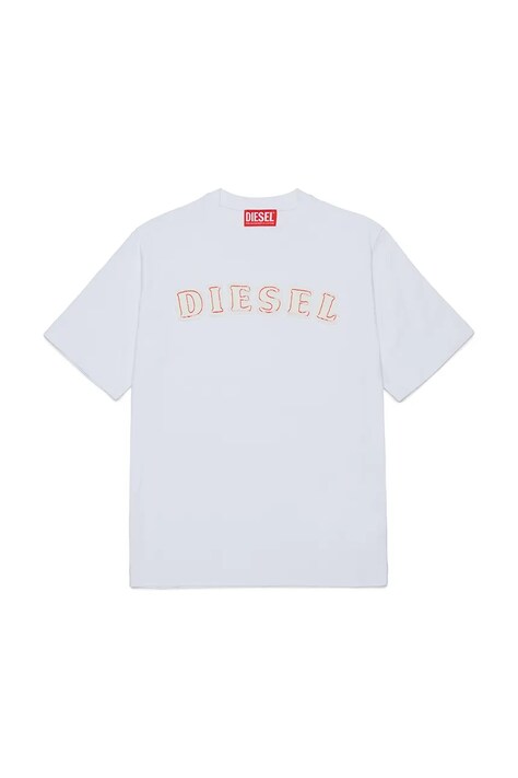 Diesel T-shirt dziecięcy bawełniany TJEANS OVER T-SHIRT biały J02992