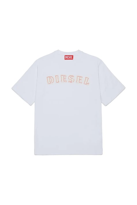 Diesel T-shirt dziecięcy bawełniany TJEANS OVER T-SHIRT biały J02992