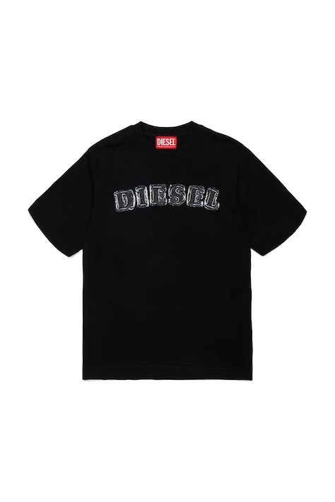 Diesel T-shirt dziecięcy bawełniany TJEANS OVER T-SHIRT czarny J02992