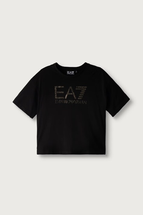 EA7 Emporio Armani T-shirt dziecięcy bawełniany czarny 7G000233 AF12503