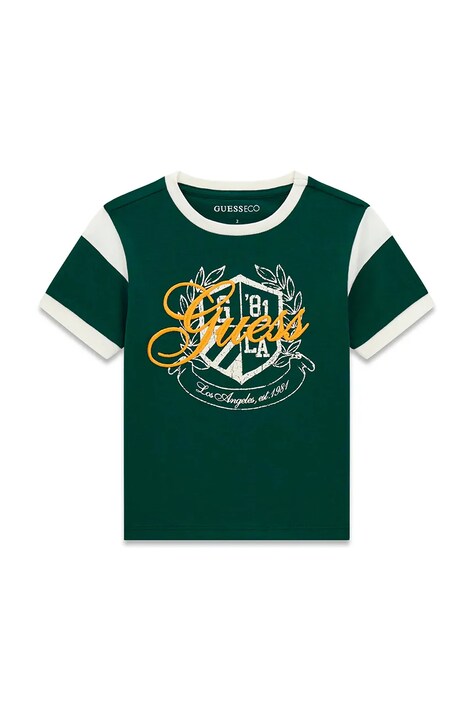 Guess T-shirt dziecięcy bawełniany turkusowy N6YI15 K3803