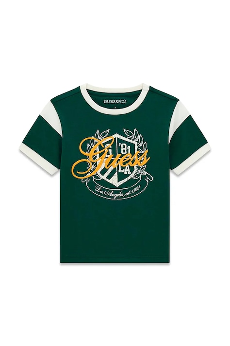 Guess T-shirt dziecięcy bawełniany turkusowy N6YI15 K3803