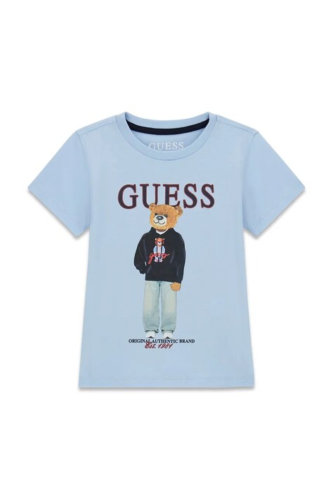 Guess T-shirt dziecięcy bawełniany niebieski N6YI05 K3792