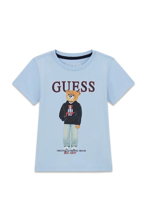 Guess T-shirt dziecięcy bawełniany niebieski N6YI05 K3792