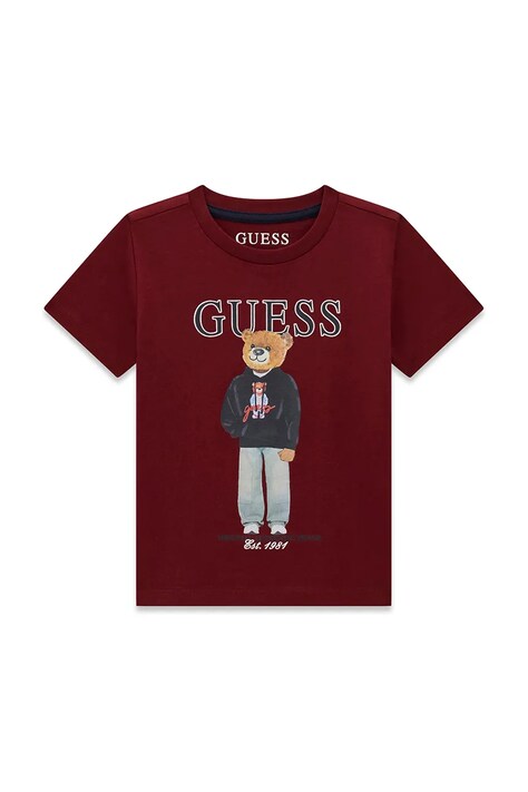 Guess tricou pentru copii, din bumbac burgundy N6YI05 K3792