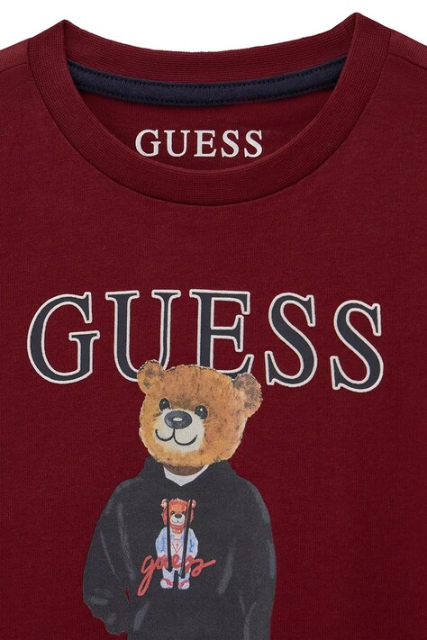 Guess T-shirt dziecięcy bawełniany bordowy N6YI05 K3792