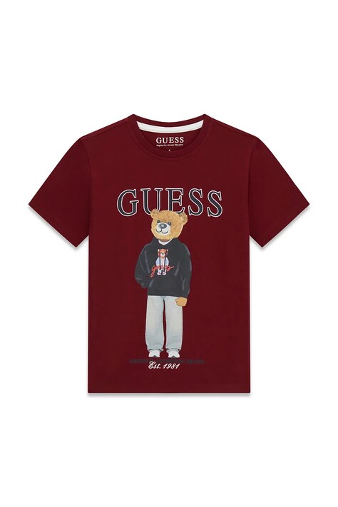 Guess T-shirt dziecięcy bawełniany bordowy L6YI19 K3750