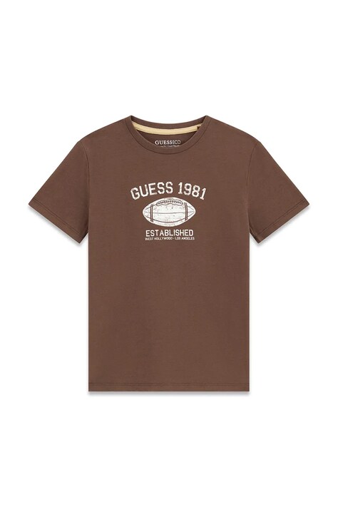 Guess T-shirt dziecięcy bawełniany brązowy L6YI05 K3711