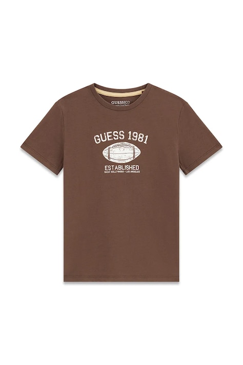 Guess T-shirt dziecięcy bawełniany brązowy L6YI05 K3711