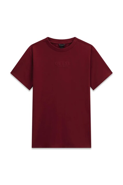 Guess T-shirt dziecięcy bawełniany bordowy L5RI36 K8HM4