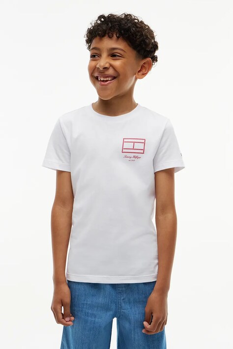 Tommy Hilfiger T-shirt dziecięcy bawełniany biały KB0KB10590