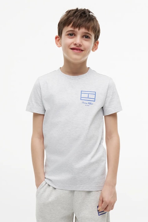 Tommy Hilfiger T-shirt dziecięcy bawełniany szary KB0KB10590
